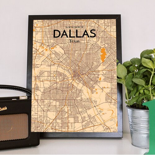 Dallas City Map On Paper Print 